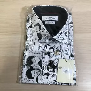 BNWT Claudio Lugli Mens Shirt XL 43 44 Black White Fighters Boxers Monochrome - Picture 1 of 12