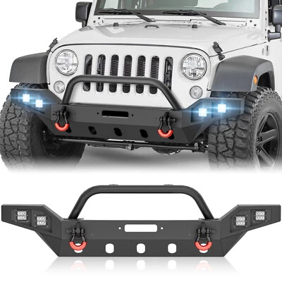Full Width Front Bumper W/ Winch Plate For 2007- 2017 2018 Jeep Wrangler JK JKU - Image 1 of 4