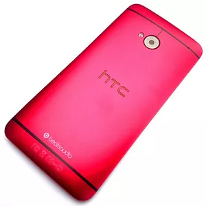 100% Genuino HTC One M7 Fascia Trasera Carcasa + Cámara Vidrio Rojo Metal Cubierta Trasera - Imagen 1 de 5