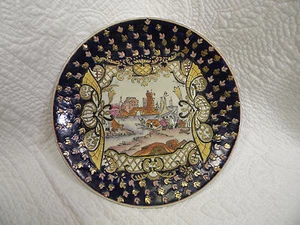 Vintage handbemalter orientalischer Dorf Deko Teller stellenweise erhöht, top - Bild 1 von 2