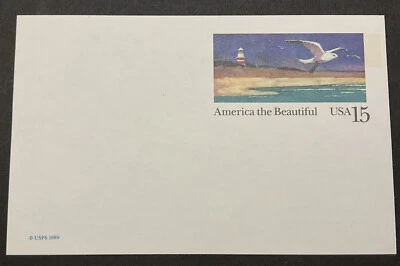 1989 US Sc# UX132 America the Beautiful Seashore 15¢ Postal Card MNH Postcard - Image 1 of 2
