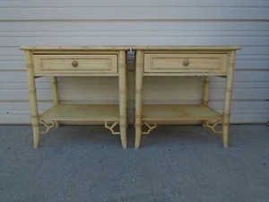 Pair Fretwork Thomasville Faux Bamboo Nightstands Regency Allegro 2 Bed tables - Picture 1 of 19