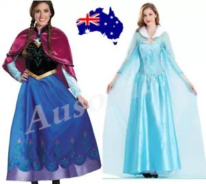 Book Week Women Frozen Queen Elsa Princes Anna Adult Dress Costume Cosplay 8-16 - Picture 1 of 10