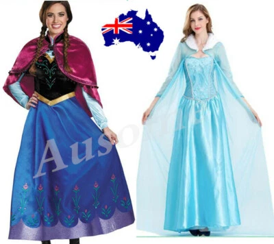 Halloween Ladies Frozen Queen Elsa Princes Anna Adult Dress Costume Cosplay 8-16 - image 1 of 2