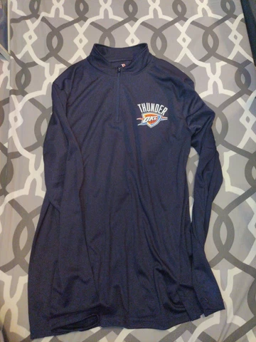 UNK Oklahoma City Thunder Jacket Blue Lightweight Pullover 1/4 Zip NBA LARGE Cover