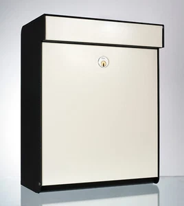 Allux Grundform Briefkastkasten,Postkasten,Briefbox  schwarz creme weiße Front - Bild 1 von 3