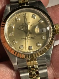 Factory  Rolex Datejust Ladies Watch 26mm 2 Tone Original Diamond Dial # 69173 - Picture 1 of 12