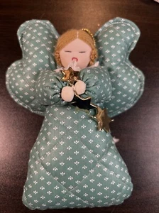 VTG Hand Made Folk Art Quilted Stuffed Angel Christmas Ornament Country Cottage - Picture 1 of 7