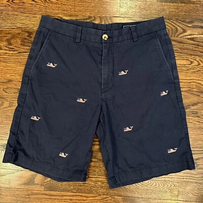 Pantalones Cortos Vineyard Vines Breaker Azul Para Hombre 32 Bandera Ballena Bordada Foto 1 de 4