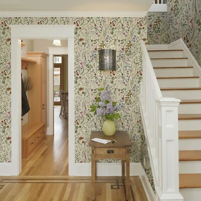 2Rolls 17.3"X118" Yellow Vintage Floral PVC Peel and Stick Wallpaper Sticky Back - Image 1 of 4