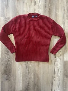 VTG Gap Ribbed Knit Fisherman Sweater Red Men's Large Vintage Y2K 2000s Retro - Picture 1 of 5