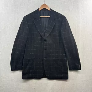 Ermenegildo Zegna Soft Blazer Jacket 54L Alpaca Silk Black Plaid Sports Coat - Picture 1 of 16
