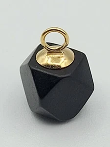 Small (6mm) Genuine Azabache & Coral 14K Gold Jet Protection Pendant, New - Picture 1 of 8