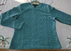 Dialogue QVC Damen Größe Large Bluse türkis blau gewellt Rüschenoberteil - Bild 1 von 5