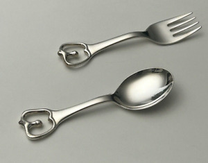 Tiffany & Co. Elsa Peretti Unisex Baby Fork Spoon Set 925 Sterling Silver W/Box