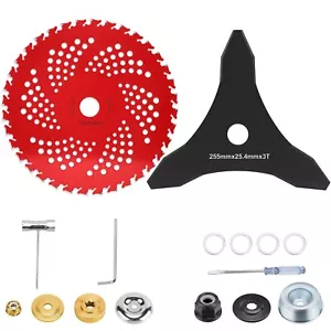 9" x36 Teeth Carbide Tipped Blades with 3 Teeth Brush Cutter Blade with Adapter - Picture 1 of 7