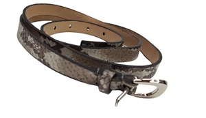 Michael Kors Genuine Leather Snake Print Skinny Belt XL Silvertone Hardware - Picture 1 of 9