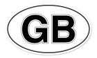 GB Great Britain Oval car window bumper sticker decal 5" x 3"