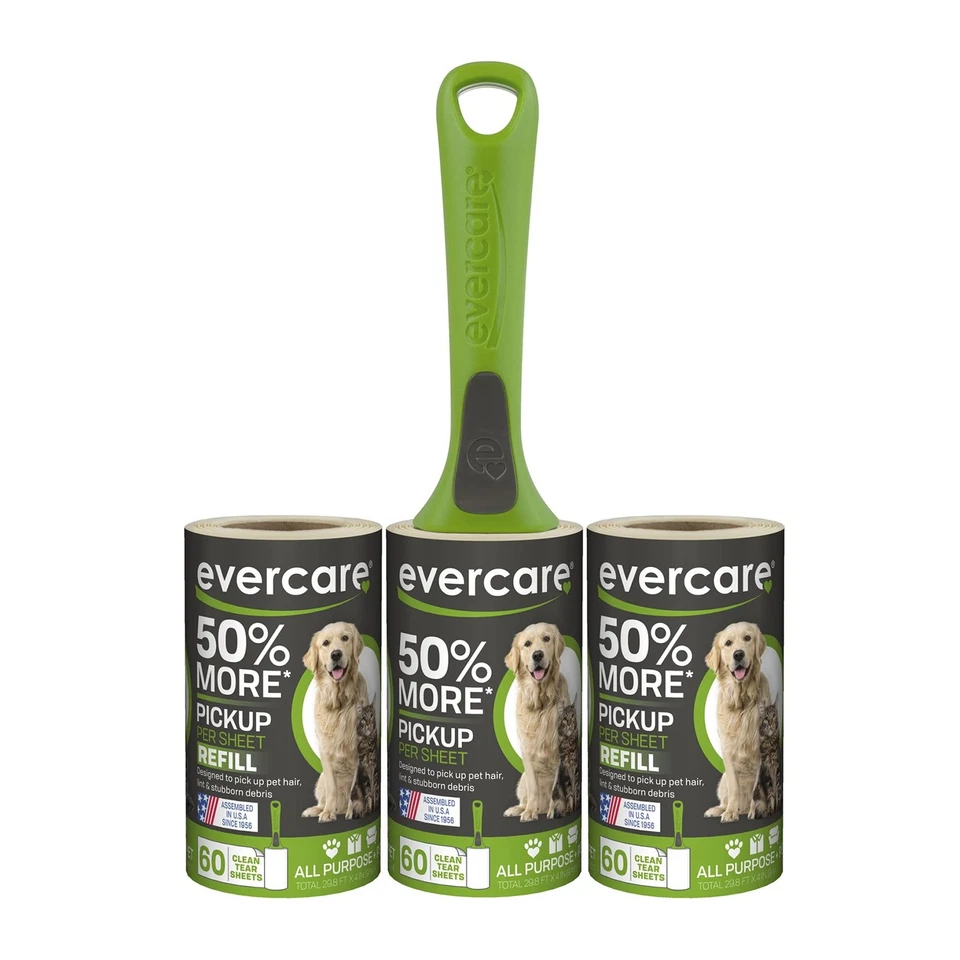 Evercare Pet Hair Extra Sticky Lint Roller With 2 Refills 180 Total Sheets