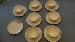 Vintage Noritake Pink Azalea China 7 Cups And Saucers Ex Condition - Picture 1 of 8