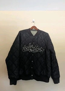 Vtg Tribal Gear Reversible Jacket Bomber mr.cartoon Sz L 25x27 Rare - Picture 1 of 20