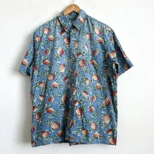 Reyn Spooner Vintage 90s Hawaiihemd XL Pineapple AOP Classic Fit Bunt Blau - Bild 1 von 12