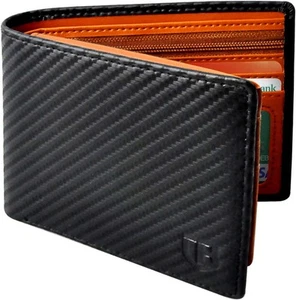 BIAL Portafoglio Uomo, Blocco RFID, Flip, Slim Bifold, Portafoglio 2 Finestre ID - Foto 1 di 6