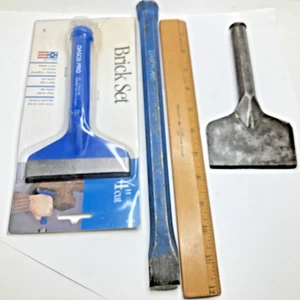 Lotto di (3) Set di scalpelli per mattoni Dasco Pro & Stanley e scalpelli lunghi 10" Made in USA - Foto 1 di 12