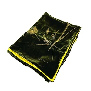 Salvatore Ferragamo plant motif  Stole/Shawl Velor Green - Picture 1 of 17
