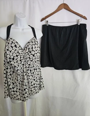 It Figures Swimsuit Women's 2 Piece Black & White Skirtini Bathing Suit Size 20W - Image 1 of 4