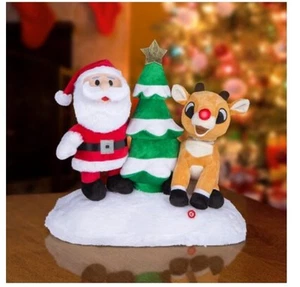 Weihnachtsmann Rudolph und Weihnachtsbaum animiert singend Plüsch Gemmy - Bild 1 von 4