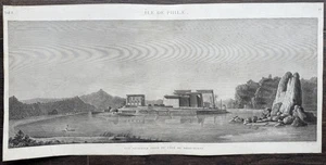 1820's Description de l'Egypte Volume I Double Size Plate 2 View of Philae - Bild 1 von 2