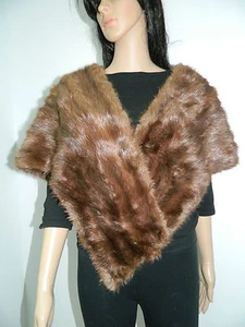 MUSKRAT FUR COLLAR STOLE SCARF CAP n158 - Picture 1 of 2