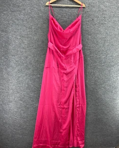 New Fashion Nova Dress Women XL Pink Maxi Long V-Neck Belted Sleeveless Zipper - Picture 1 of 12