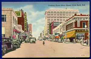 Little Rock Arkansas 1940s Main Street Scene Postcard - Picture 1 of 2
