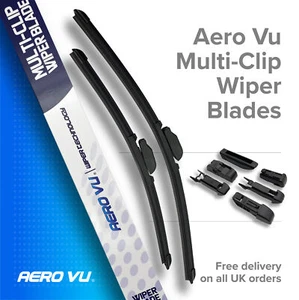 Aero VU Front Windscreen Wiper Blades 26"/19" Flat Multi-Clip Brand New Set Pair - Picture 1 of 11