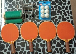 Vintage Wooden Table Tennis Set With Halex Balls Harvard Table Tennis Bats W/Net