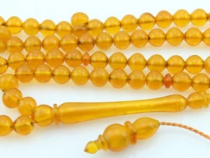 Honigfarbene Farbe Acryl 99 Perlen Islamische Gebetsperlen Misbaha Rosenkranz 402010 - Bild 1 von 5