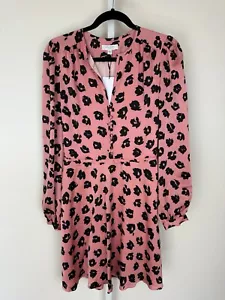 Equipment Danette A-Line Mini Dress Women's 4 Rose Abstract Print Long Sleeve - Picture 1 of 8