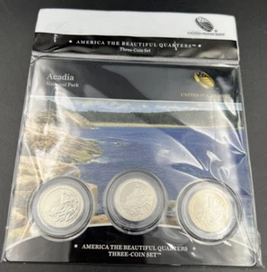 2012 Acadia 3 Coin P D S Business & Proof ATB Quarter Set US Mint OGP Sealed - Picture 1 of 5
