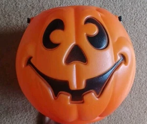 Vintage 1997 Halloween Blow Mold Plastic Pumpkin Candy Pail - Grand Venture  - Picture 1 of 4