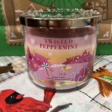Bath & Body Works TWISTED PEPPERMINT ❄️ Scented 3 WICK CANDLE Burns 25-45 Hours