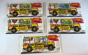 FLEER SCHOOL STICKERS 5 Sealed Packs 1985 9 Stickers and 3 Cards Per Pack - Picture 1 of 3