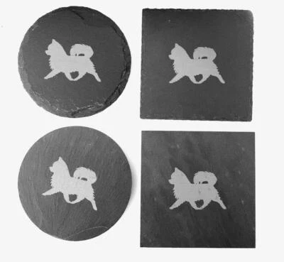 Perro Chihuahua Largo Abrigo Pizarra Posavasos Grabado Láser Café Regalo - Imagen 1 de 4