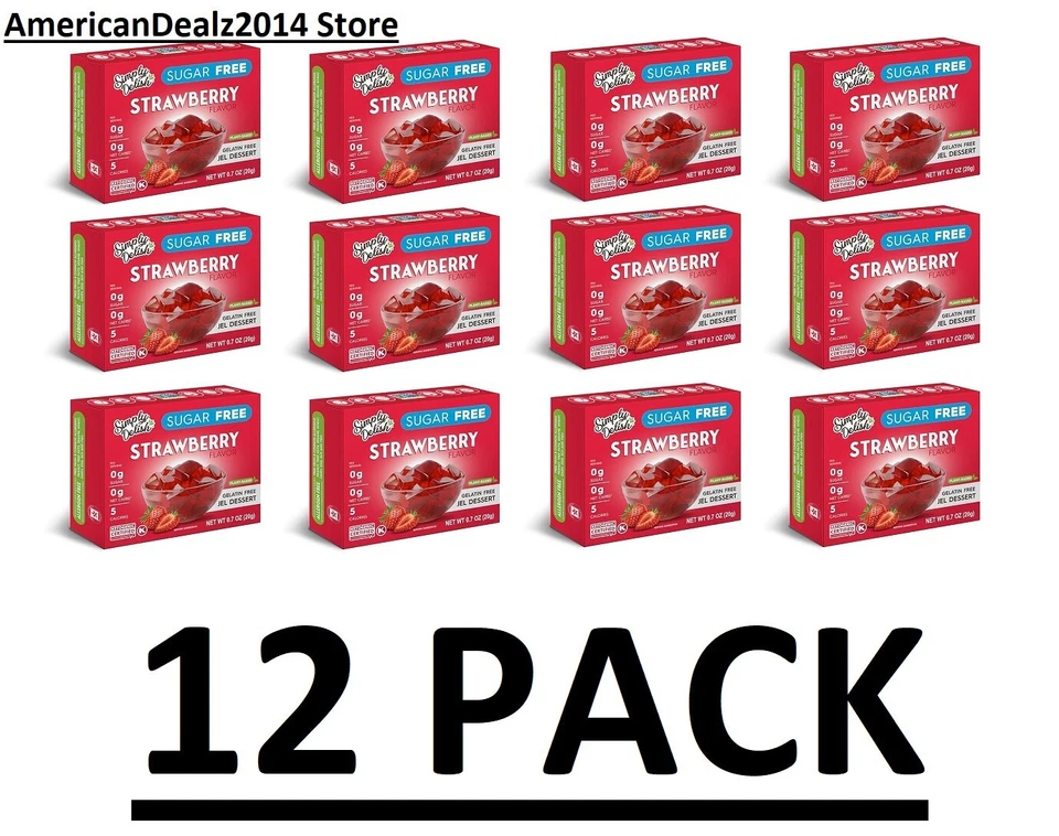 Simply Delish Strawberry Jel Dessert 0.7 Ounce 6 per Case.