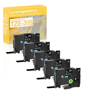 5PK Compatible for Brother PT-E550W TZ TZE-315 White/Black Label Cartridge 0.25" - Picture 1 of 9