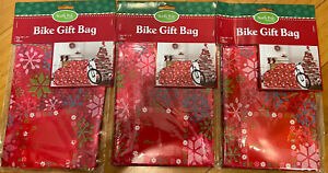 3er Set Jumbo Fahrrad Geschenktüten ""60x72"" Etikett & Band inkl. Weihnachten