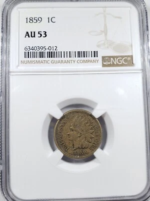 1859 Indian Cent NGC AU-53- First Year Type! - Image 1 of 4