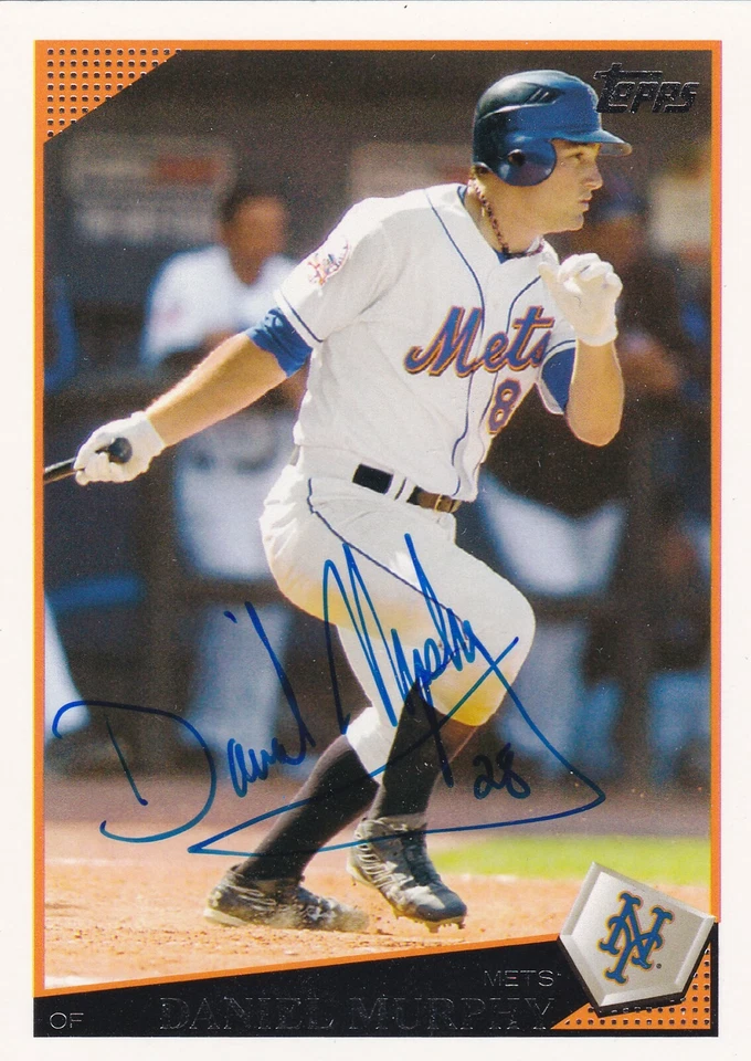 Tarjeta de béisbol Topps 2009 firmada por Daniel Murphy de los Mets de Nueva York Nacionales de Washington Foto 1 de 1