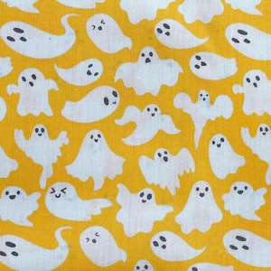 Halloween Fabric - Spooky Ghosts on Yellow Polycotton Craft Fabric Material - Picture 1 of 6